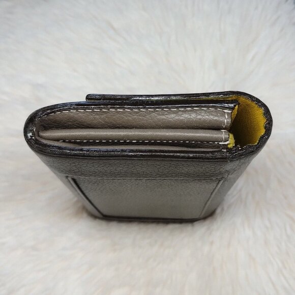 Celine Made in Paris Vintage Gray Flap over long wallet Yellow Interior Old Logo - Picture 7 of 8